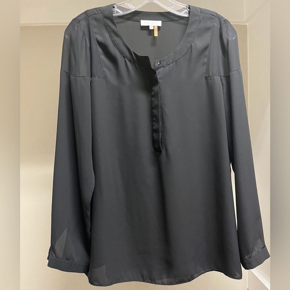 1.State Half Button Pullover Long Sleeve Blouse! - image 2